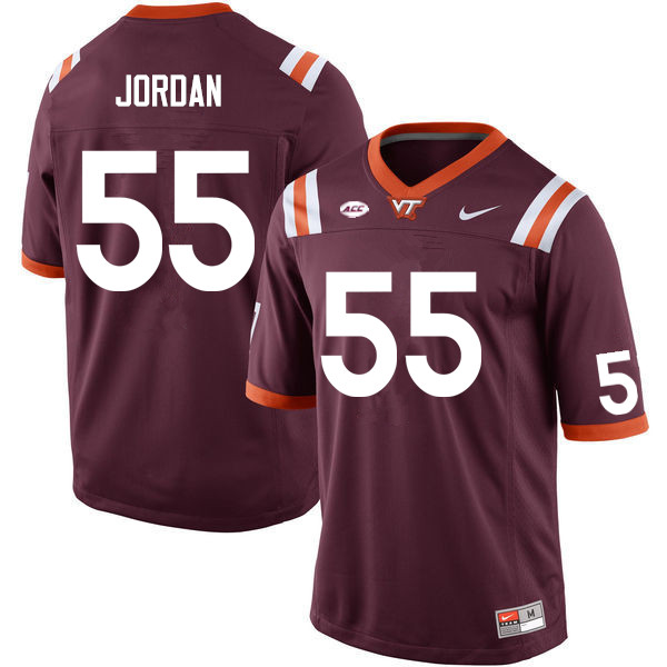 Men #55 Johnny Jordan Virginia Tech Hokies College Football Jerseys Sale-Maroon